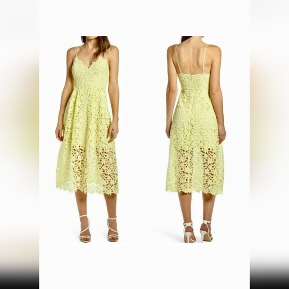 ASTR The Label Yellow A Line Midi Lace Dress Size M - Picture 3 of 4